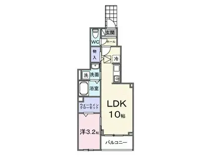 テルマエ大和(1LDK/1階)の間取り写真