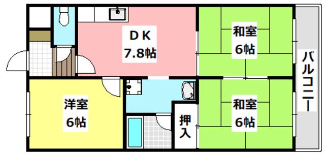 セフティーフジ(3DK/2階)の間取り写真