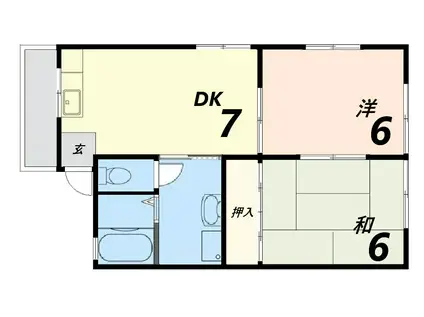 ムロヤハイツ(2DK/1階)の間取り写真