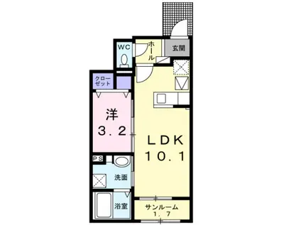 ロータス(1LDK/1階)の間取り写真