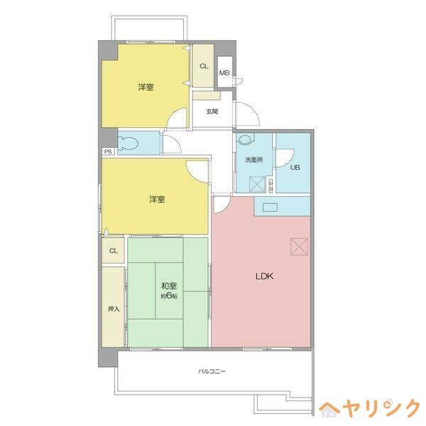 サンライズ中野(3LDK/4階)の間取り写真