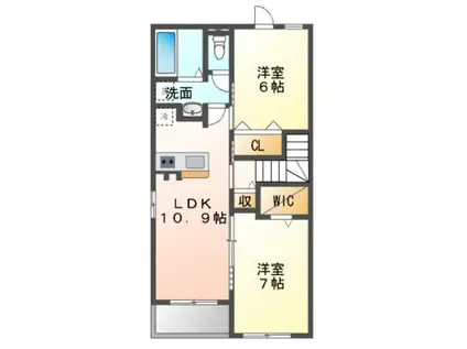 プリティハウス若津(2LDK/2階)の間取り写真