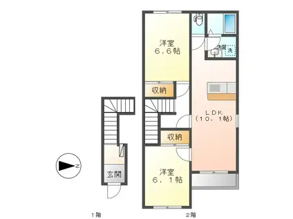 マシェリ(2LDK/2階)の間取り写真