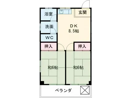 フェリーチェ三角II(2DK/4階)の間取り写真