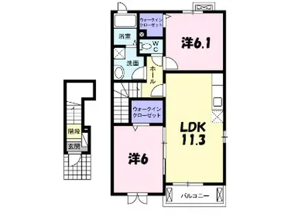 カーサ・コリーナII(2LDK/2階)の間取り写真