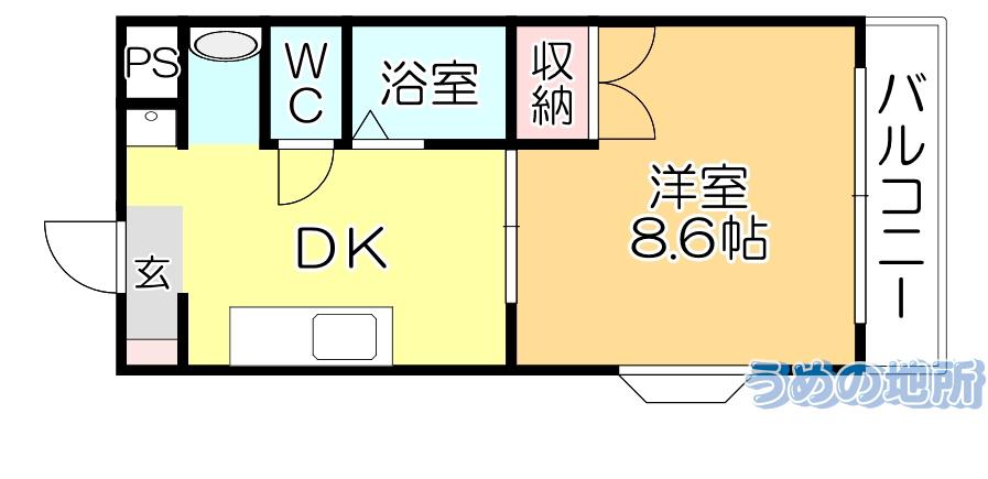 コーポ加月B棟(1DK/1階)の間取り写真