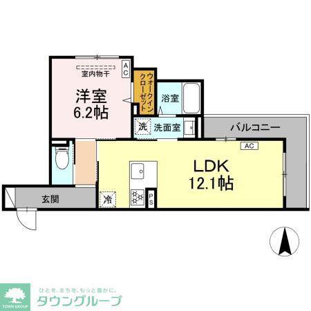セレスティア中野上高田(1LDK/2階)の間取り写真