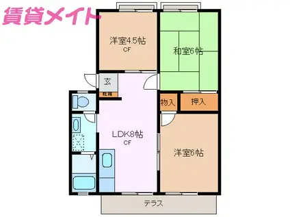 シャンポールAK(3LDK/1階)の間取り写真