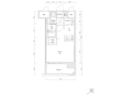 エンクレスト博多駅南FIT(1K/4階)の間取り写真