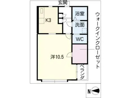 フローラルパレス(1K/2階)の間取り写真