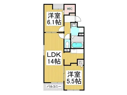 コンフォーティア茅野本町西 B棟(2LDK/3階)の間取り写真