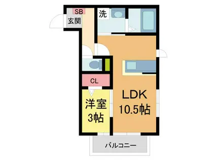 ボナールクレハIII(1LDK/2階)の間取り写真