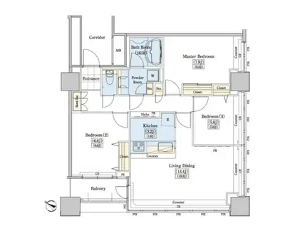 レジディアタワー上池袋(3LDK/4階)の間取り写真