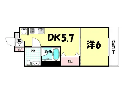 ヴィラオーヴェスト(1DK/2階)の間取り写真