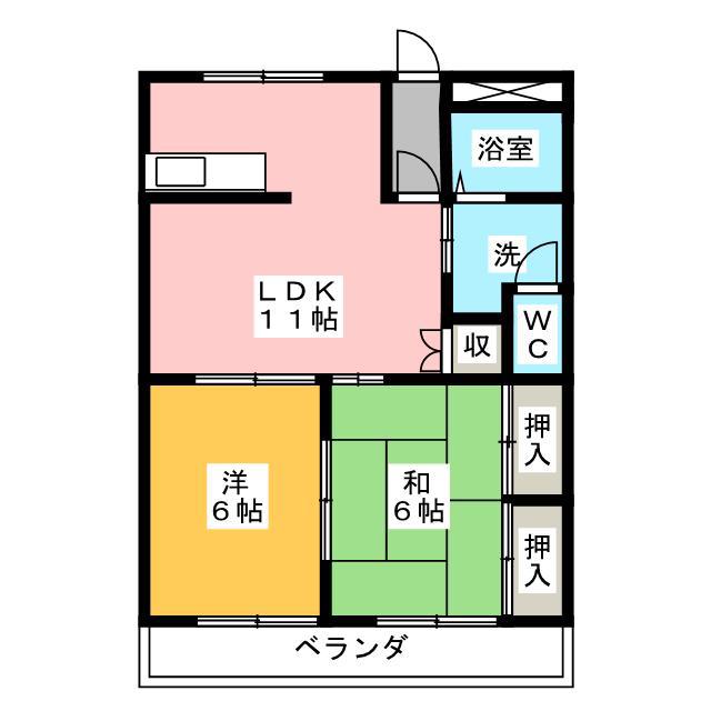 ネオキャッスルA(2LDK/3階)の間取り写真