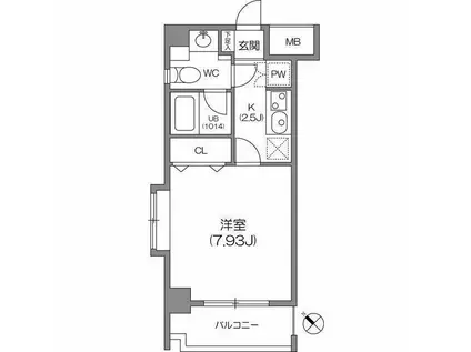 ルクレ森下レジデンス(1K/2階)の間取り写真
