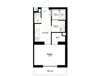 フラット麻布III(1K/5階)の間取り写真