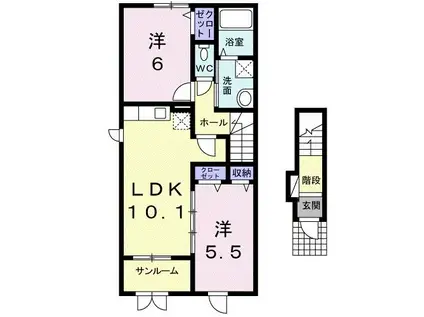 カーサ・セレーノII(2LDK/2階)の間取り写真