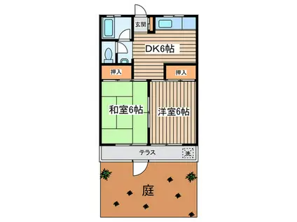 メゾン東大和(2DK/1階)の間取り写真