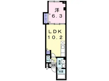 グランフィオーレウエダ(1LDK/1階)の間取り写真
