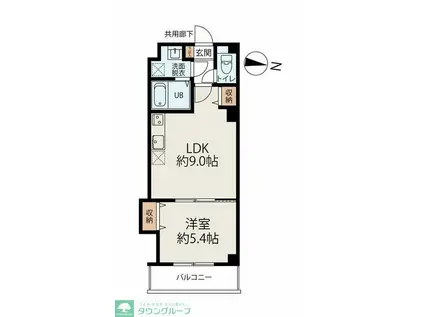 コネクトパークヒルズ鶴沢町(1LDK/4階)の間取り写真