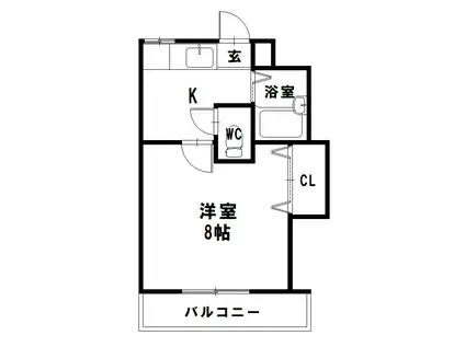 リバティN1(1K/4階)の間取り写真
