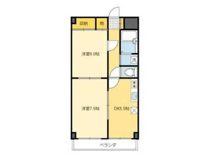 トランブルーアパルトメント(2DK/3階)の間取り写真