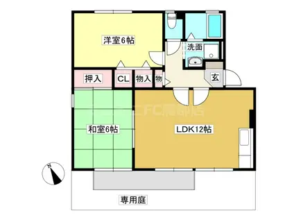 ハーバービュー丸山 イースト(2LDK/2階)の間取り写真