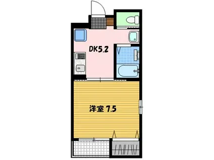 SOUPLE長崎大学(1DK/3階)の間取り写真