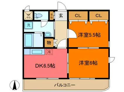 ゴッドオブハーベストIII(2DK/2階)の間取り写真