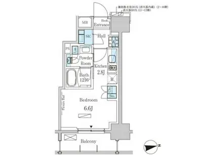 パークアクシス蔵前・春日通(ワンルーム/11階)の間取り写真