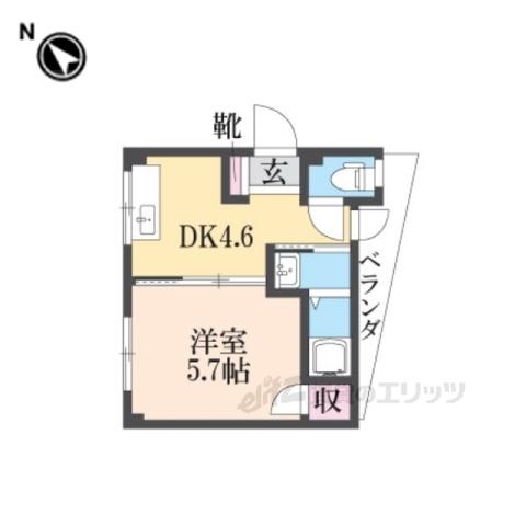 三国マンション(1DK/2階)の間取り写真