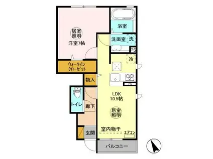 WINⅡ(1LDK/1階)の間取り写真