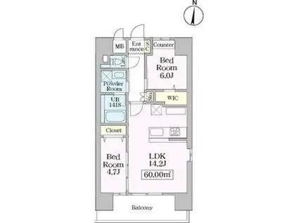 SKYGRACE名古屋駅(2LDK/5階)の間取り写真