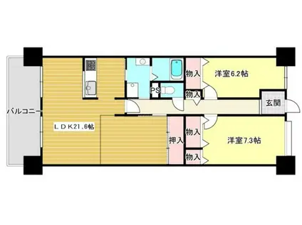 南海サウスヒルズ松ケ丘(2LDK/5階)の間取り写真