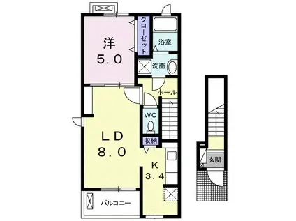 クラインフーフォッジ(1LDK/2階)の間取り写真