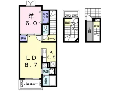 LA NATURE(1LDK/3階)の間取り写真