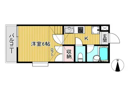 ヒルクレスト保谷(1K/1階)の間取り写真