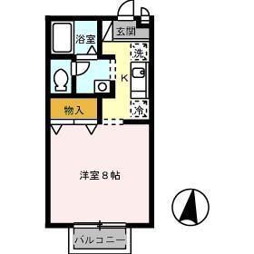 ヴィラII(1K/1階)の間取り写真