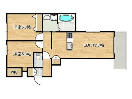 大熊町ヘーベルメゾン(2LDK/1階)の間取り写真