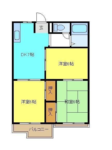 児玉ハイツ(3DK/2階)の間取り写真