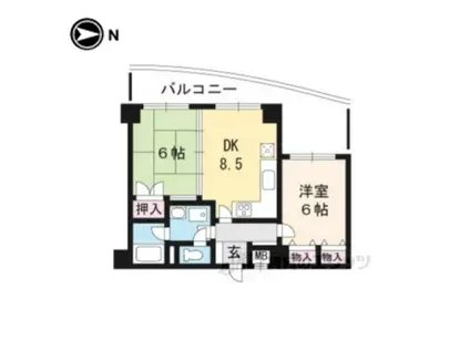 リーブルショーザン(2DK/4階)の間取り写真