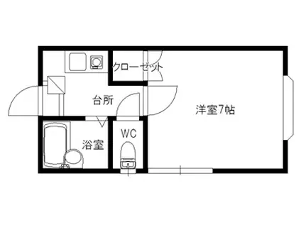 コーポエルムII(1K/2階)の間取り写真