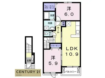 ウイング(2LDK/2階)の間取り写真