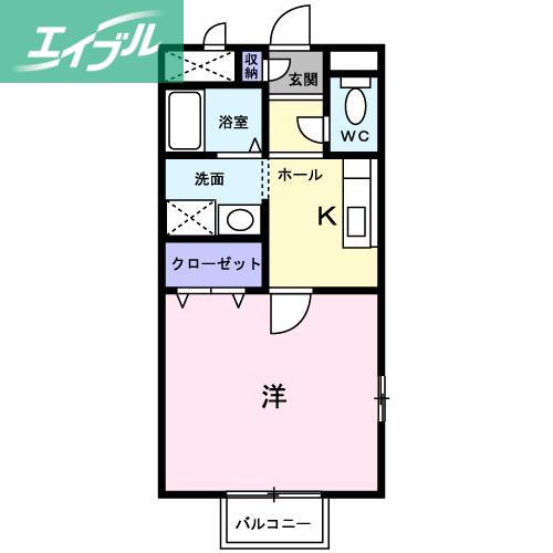 サンライズ富田(1K/1階)の間取り写真
