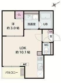 JACK HACHIMANIV(1LDK/1階)の間取り写真