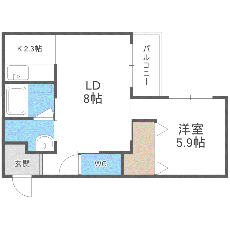 ドゥーナ札幌(1LDK/1階)の間取り写真