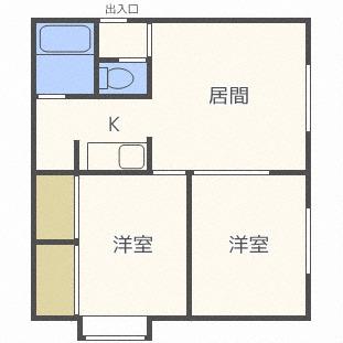 ビュースター星置A棟(2DK/2階)の間取り写真