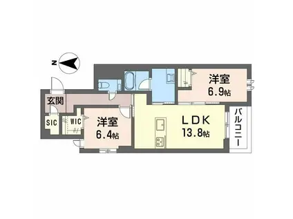 メゾン デュオール(2LDK/2階)の間取り写真