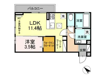 リビエールII(1LDK/1階)の間取り写真